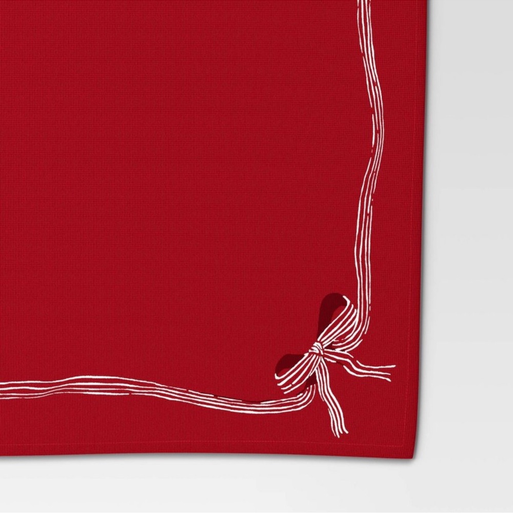 104"x60" Red Ribbon Tablecloth - Threshold - Picture 3 of 3